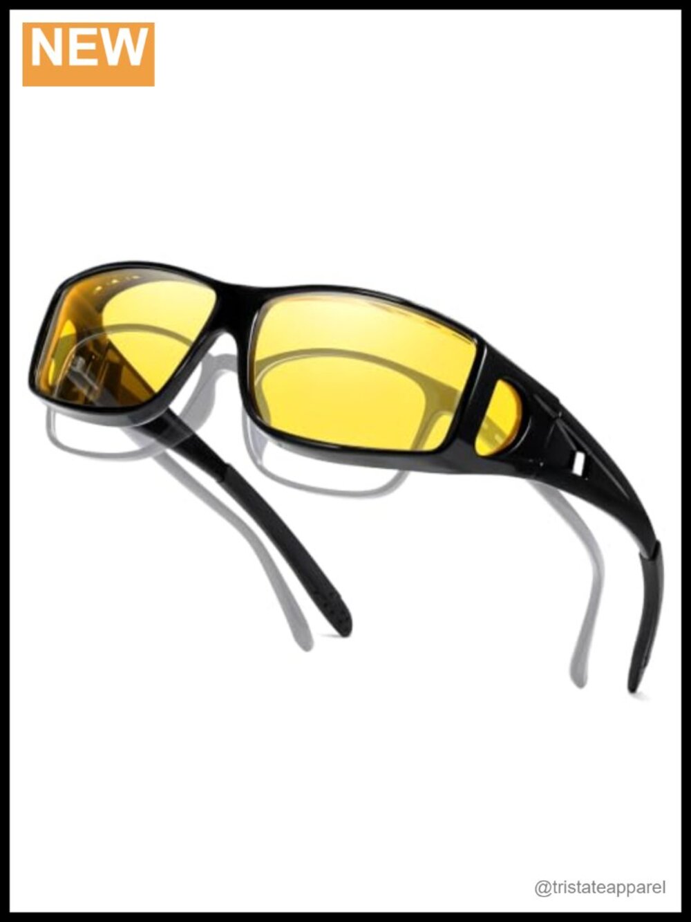 Polarized Night Vision Driving Glasses Fit Over Eyeglasses Wrap Around UV400